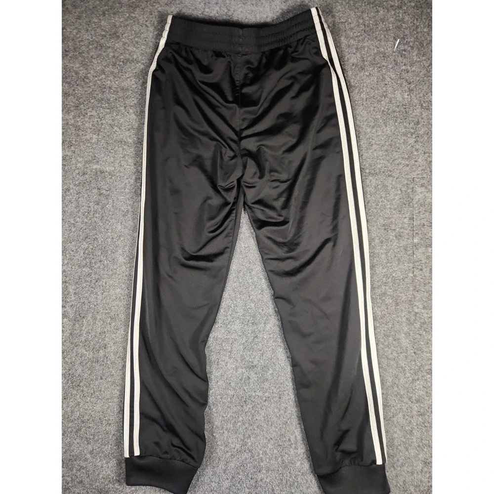 Adidas Boys XL 18/20 Tricot Track Pants Black White 3-Stripes Tapered Joggers
